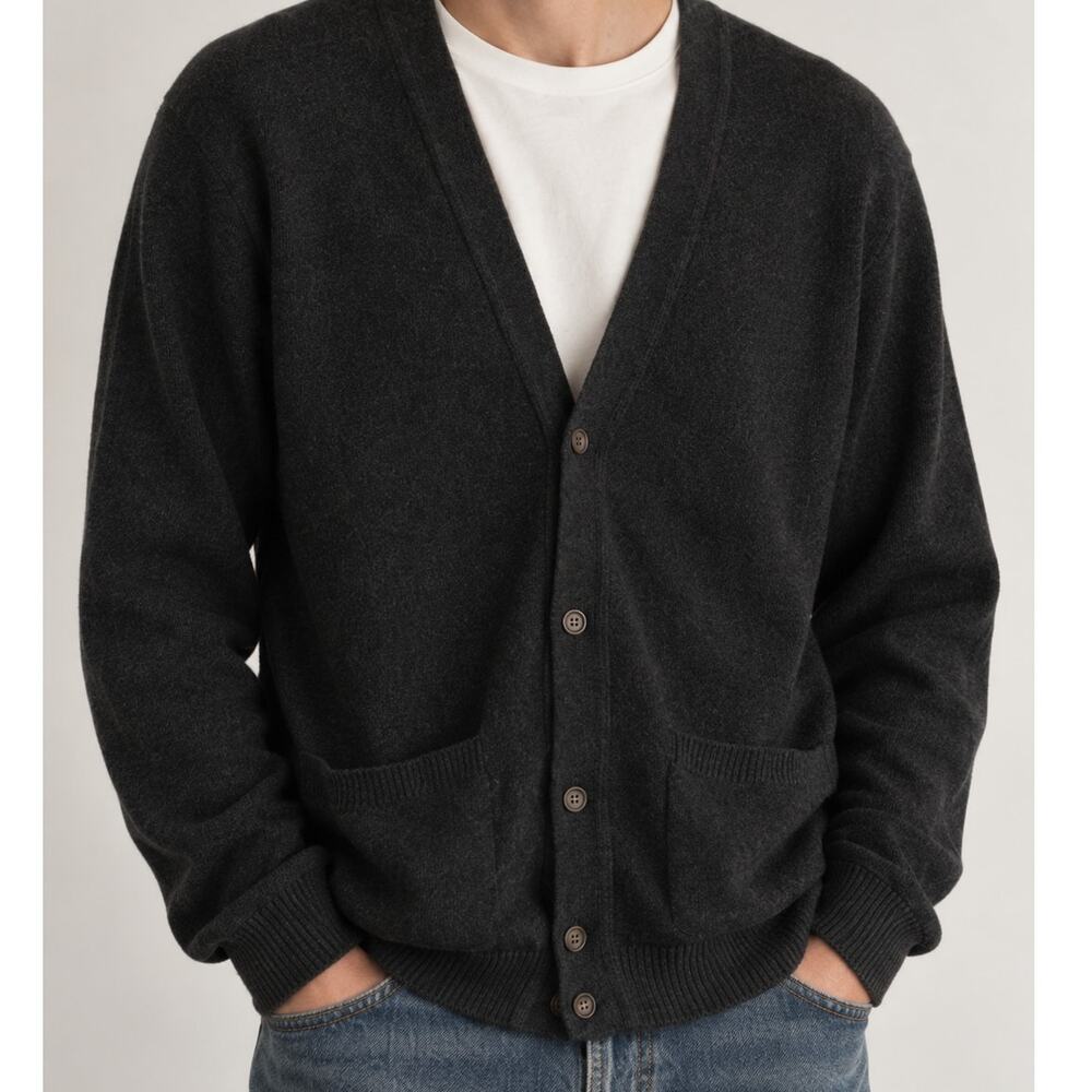 Vintage Byford Men’s 100% Lambswool Cardigan Oversized England Medium Dark Gray